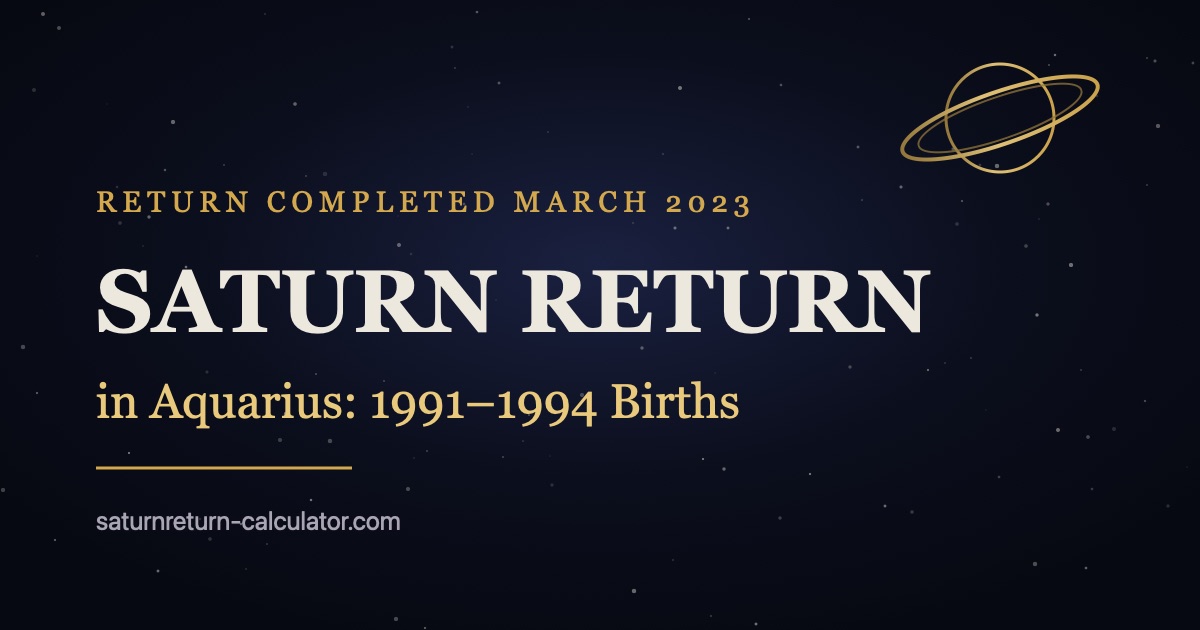 Aquarius water-bearer glyph in a golden ring over a starfield, for the Saturn return in Aquarius