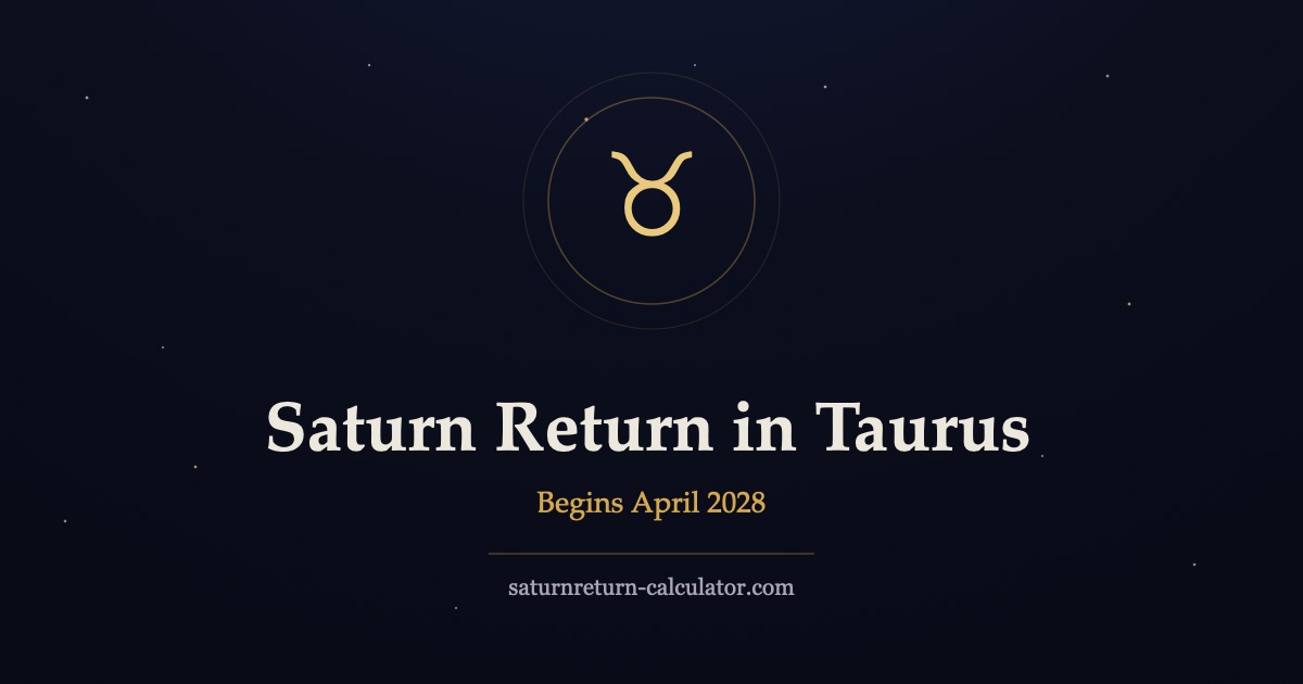Taurus bull glyph in a golden ring over a starfield, for the Saturn return in Taurus
