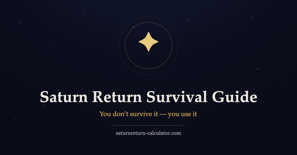 Gold star in a ring over a night sky, cover art for the Saturn return survival guide